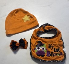 Halloween baby bib My 1st Halloween Owl Drool Bib, hat, and cute bow
