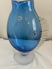 Vtg 12" Blenko Handblown Art Glass Fish Vase # 9223 