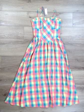 NEW 2025 ANTHROPOLOGIE $495 HUNTER BELL WOMENS COREY DRESS CHECK 0 STRAP