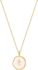 14K Gold Plated Enamel Cross Pendant Necklace for Women, Tiny Cross Necklace, Re