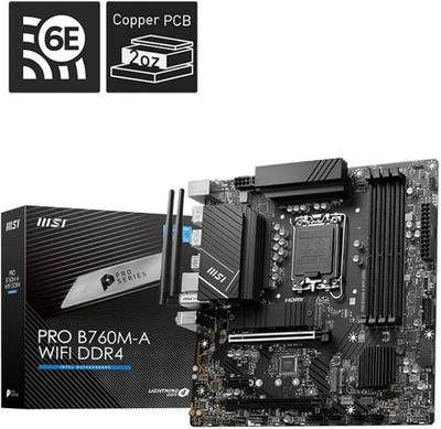 MSI PRO B760M-A WIFI DDR4 MicroATX Motherboard Intel LGA 1700 Wi-Fi (A138)