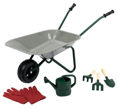 lupilu Kinder Schubkarre mit Garten Spielset Gießkanne Hake Schaufel Handschuhe