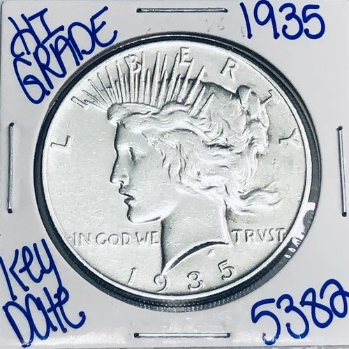 1935 SILVER PEACE DOLLAR AUTHENTIC HI GRADE U.S. MINT COIN RARE KEY DATE 5382