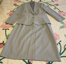 Blue and White Striped Suit Jacket and Skirt Two Piece Set Women’s Size 20