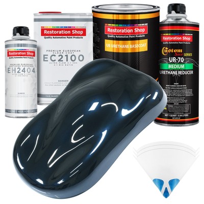 Dark Midnight Blue Pearl Urethane Basecoat Paint Quart Kit & European Clear Coat