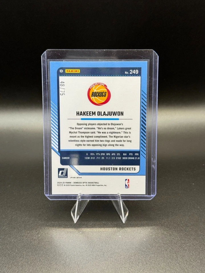 Óptica Panini Donruss 2024-25 - Hakeen Olajuwon rojo brillo/75 SP combinación de colores Foto 2 de 3