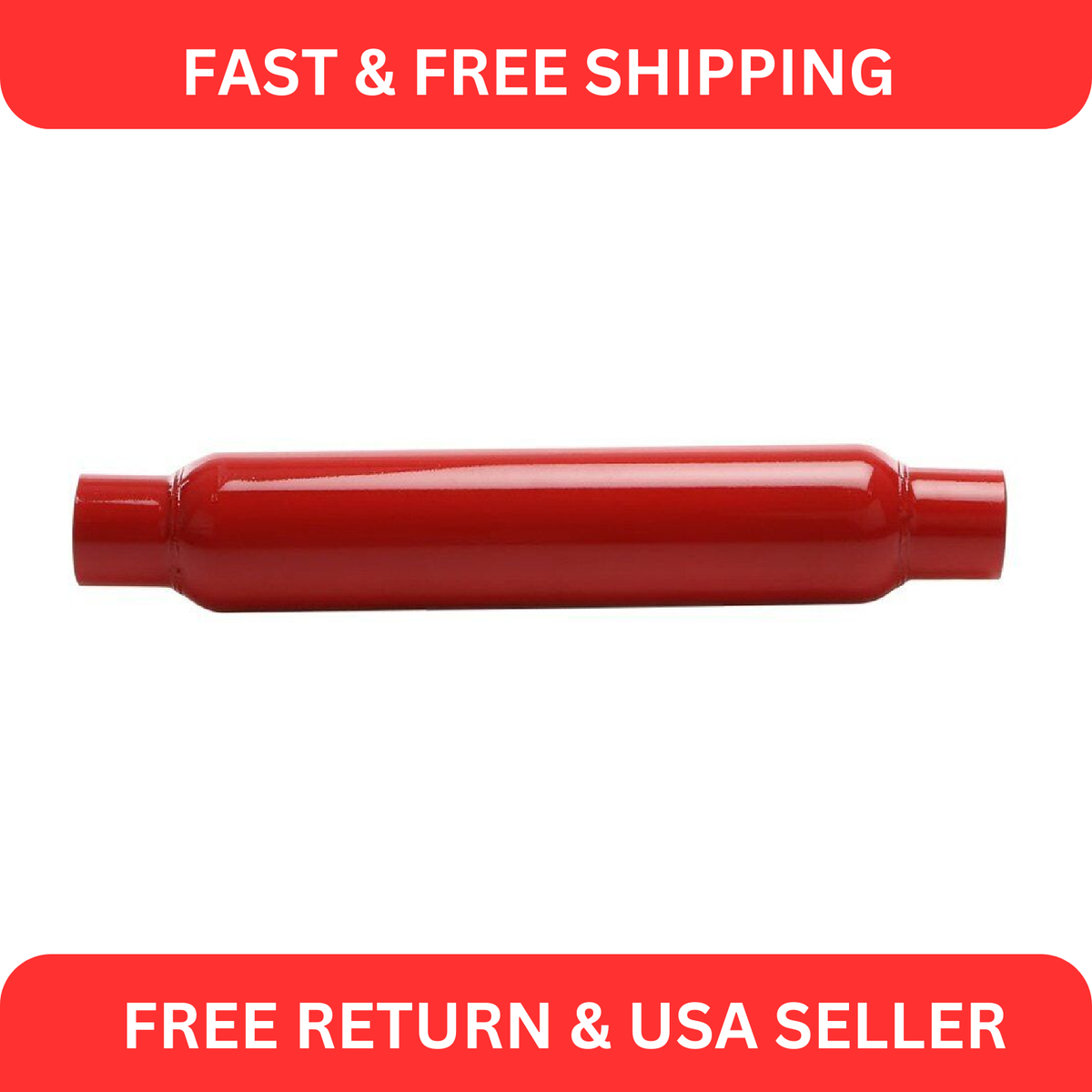 Exhaust Muffler Glass Pack Steel Red Round Straight SingleI