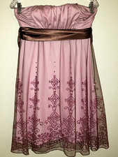 Girls Party Prom Dress Large Strapless Pink Rose Chocolate Glitter Sparkle Accen