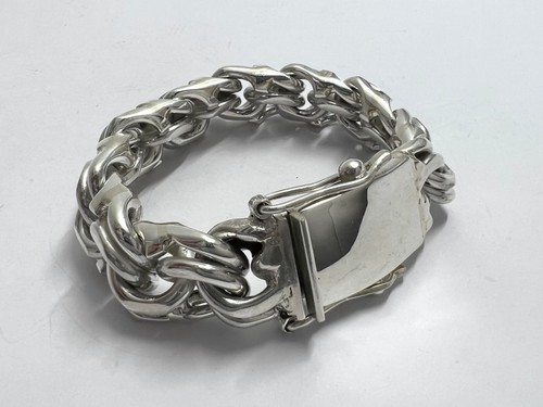 Bracciale Catena Garibaldi Argento Sterling 925 Pesante Taxco Messicano. 7", 193 grammi - Foto 8 di 16