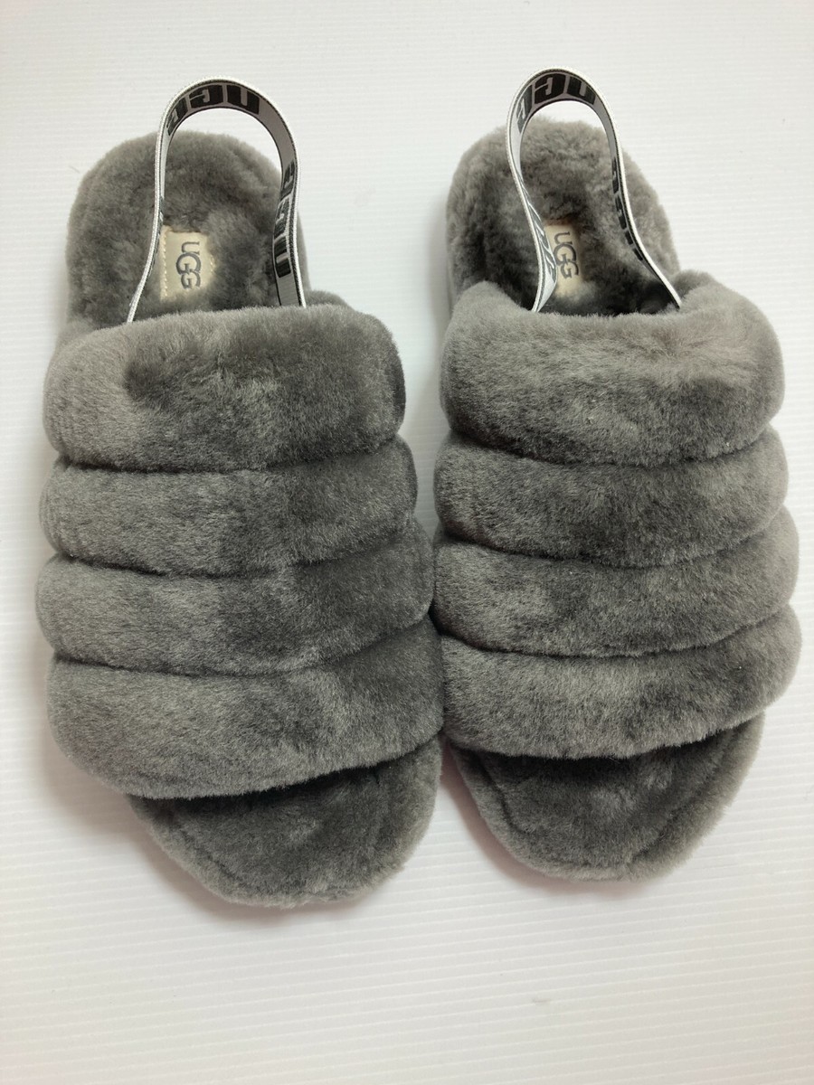 Sheepskin Slippers Charcoal Fluff Yeah Slide UGG Kids Fluff Yeah