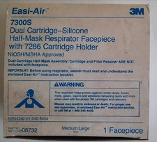 3M 7300S dual cartridge half mask respirator facepiece M/L  w/ 7287 retainer NEW