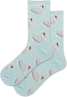 Hot Sox Women's Swans Crew Socks 1 Pair, Mint Heather, Women's 9-11 Shoe