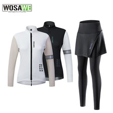 WOSAWE Damen Winter Fleece Radfahren Jäckchen Füllung Hose Rock MTB Reiten Anzug