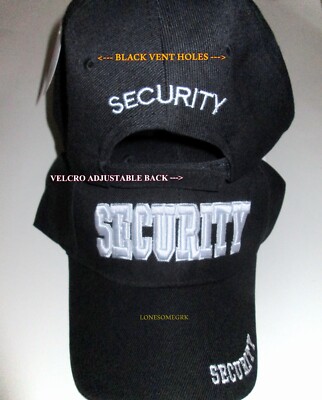 New Black SECURITY 3D Embroidered Adjustable Vented Baseball Hat Ball Cap BOXED
