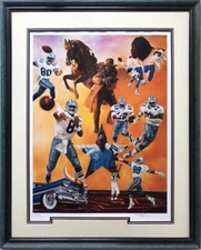 Robert Simon "Lone Star Legacy" Framed Hand Signed Litho Dallas Cowboys Aikman 