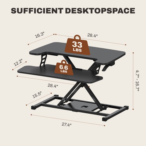 FunniHomi Standing Desk Converter Height Adjustable with Keyboard Tray, Black - Picture 8 of 49