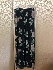 Cache Vintage Y2K Black Pink Multi-Color Roses Floral Pants Size 10