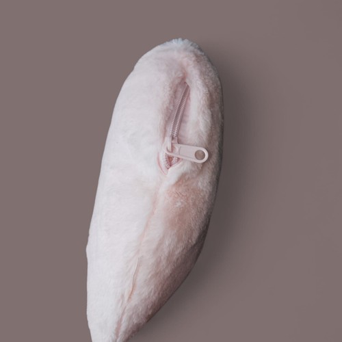 A pink baby pillow, soft fur, heart-shaped, stuffed from the inside,very comfort - Picture 4 of 5