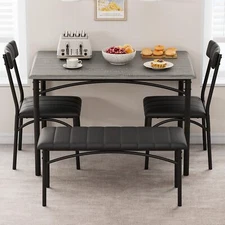 Dining Table Set for 4 Kitchen Table and Upholstered Bench & Chairs Dinette Set
