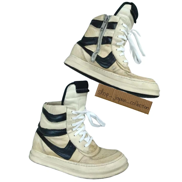 Rick Owens Men's Dunk Geobasket White Leather High Sneakers Size 42 without Box