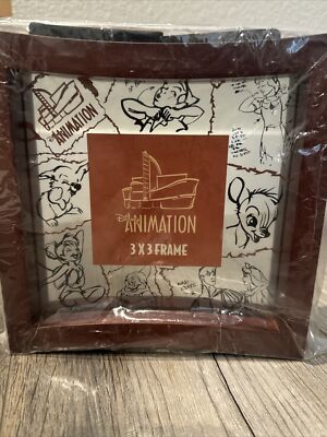 Disney World PARKS Animation 3x3 ARS Wood/Glass Walnut Frame