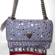Kurt Geiger London Shoreditch Small Lilac Denim Stud Crossbody Bag NWT $285