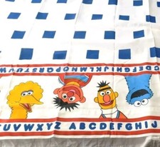 Vtg Kid Sesame Street Alphabet Twin Flat Sheet Big Bird Ernie Bert JP Stevens Co