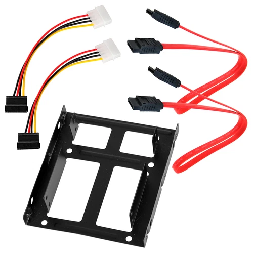 2.5 Two SSD to 3.5 Bracket Hard Drive Frame Mount SATA Data Power Cable Adapter
