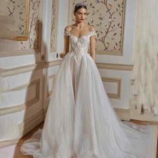 Gorgeous A-line Wedding Dress Sweetheart Neck Backless Lace Applique Bridal Gown