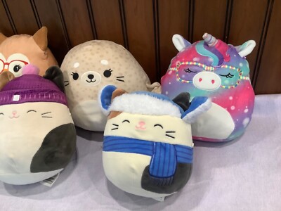 Lot of 5 Squishmallows 8'' inch JAYDELLE, CAM the Calico Cat x2, LILOU, KIMIA