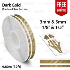 CARBON FIBER DARK GOLD 9/16" 15mm Twin Lines PIN STRIPE TAPE Decal Vinyl Sticker