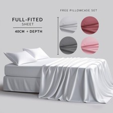 Extra Deep 40cm Fitted Bed Sheet 100% Microfiber  With two Pillow Cases