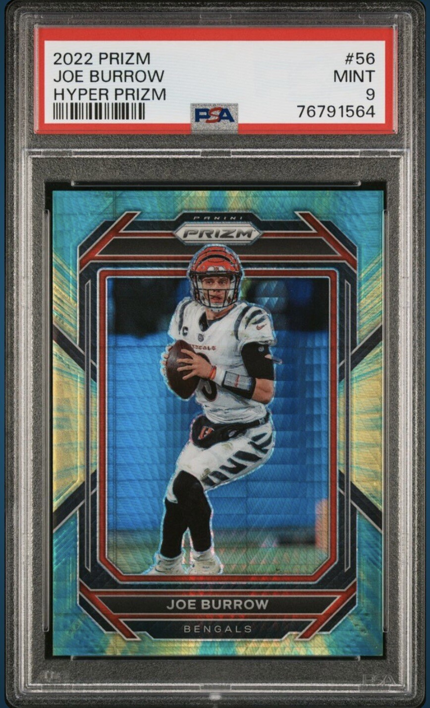 2022 Panini Prizm 56 Joe Burrow Hyper Prizm 54/175 PSA 9