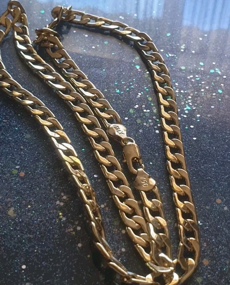 ! 29g ! 750 Gold Kette vergoldet 7mm  Panzerkette 750 Gold 18K Damen Herren  - Bild 4 von 4