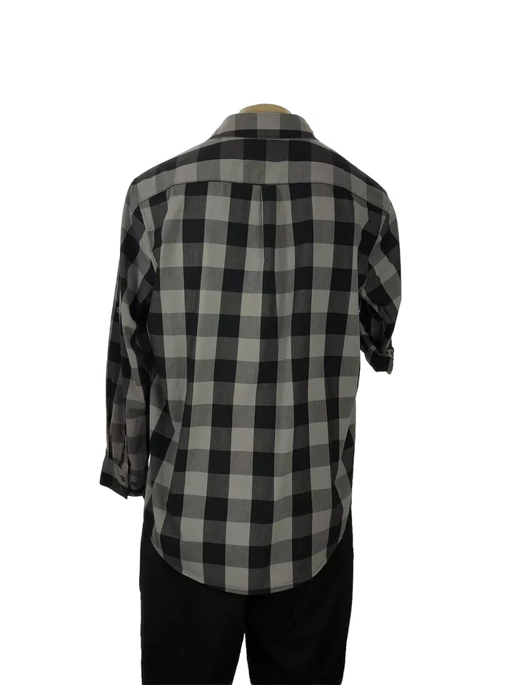 SHIRT Spring+Mercer Men’s Sz L Plaid Black Gray Long Sleeve Button Daw - Image 3 of 4