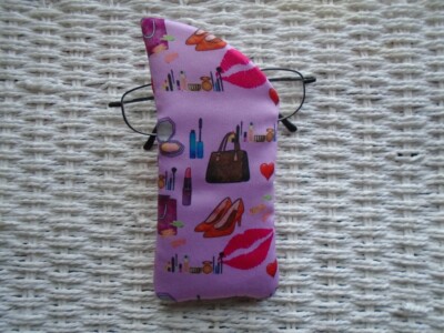 Pink Girly Themed Glasses Case Vision Storage Lipstick Handbag