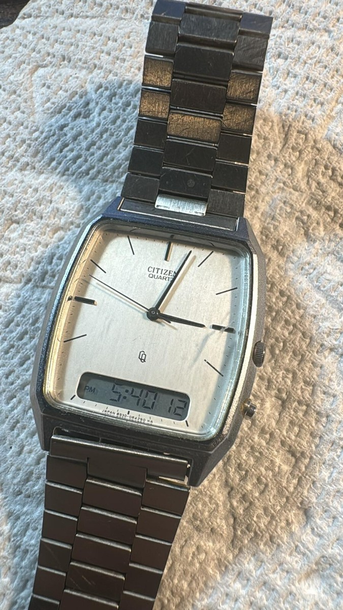 ULTRA RARE CQ THIN CITIZEN MENS SS DIGITAL/ANALOG 8930-084290KA