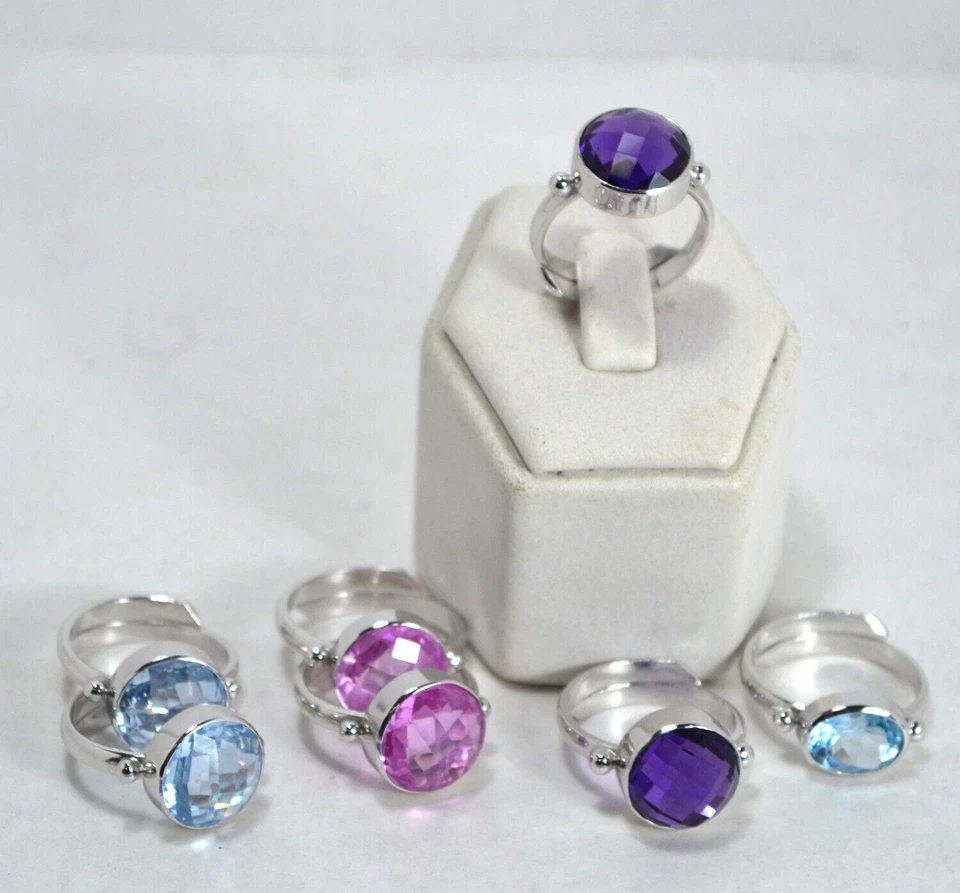 ANELLI REGOLABILI ARGENTO 925 MISTI DI COLORE RODIATI OVALE AGNK 0103 - Immagine 2 di 4