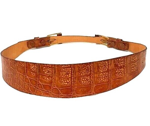 Vtg Carlisle Red Suede leather belt gold tone buckle Women M  display picture 3
