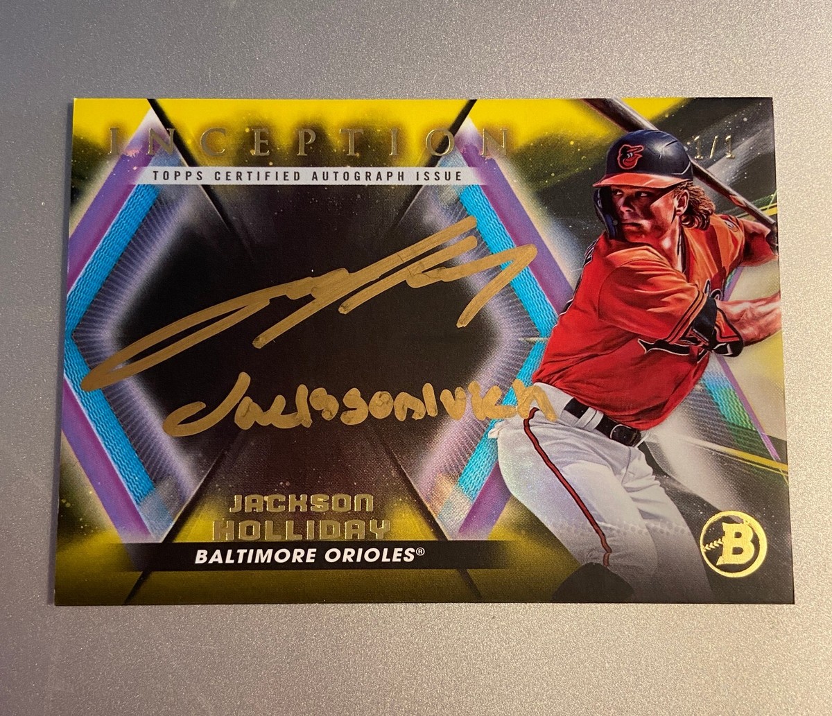 Jackson Holliday 1/1 2023 Topps Bowman Inception Gold