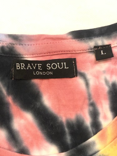 Brave Soul London Size L Tie Dye Short Sleeve Tee Spiral Jamaica Colours - Picture 3 of 8