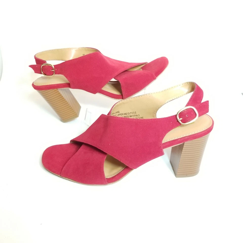 Maurice's Red Jane Criss Cross Open Toe Heeled Sandals. Wide Straps. Red Shoes. - Image 2 of 4
