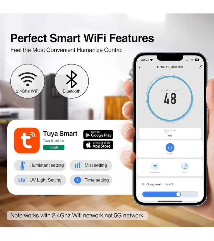 Humidifiers for Bedroom Large Room Office Cool Mist Air Humidifier 8L/2.11Gal US - Image 3 of 4