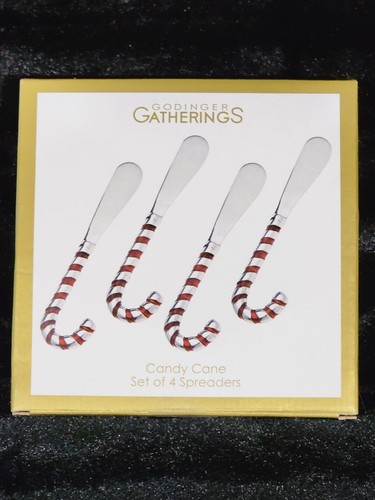 Godinger Candy Cane 4pc Spreaders Red Silver Butter Cheese Christmas 6" Gift Fun - Picture 4 of 5