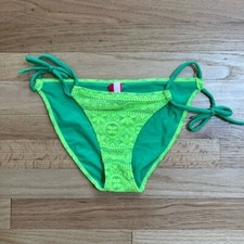 Victorias Secret Neon Green Crochet Side Tie Bikini Bottoms Moderate Coverage S