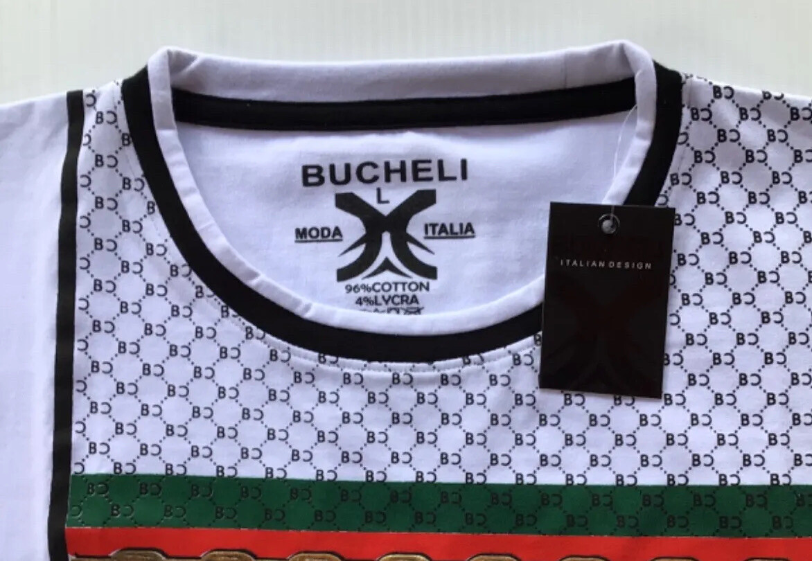 T-shirt Uomo Bucheli Slim Fit In Cotone E Lycra - Bianca, Taglie S-2XL - Moda Italiana