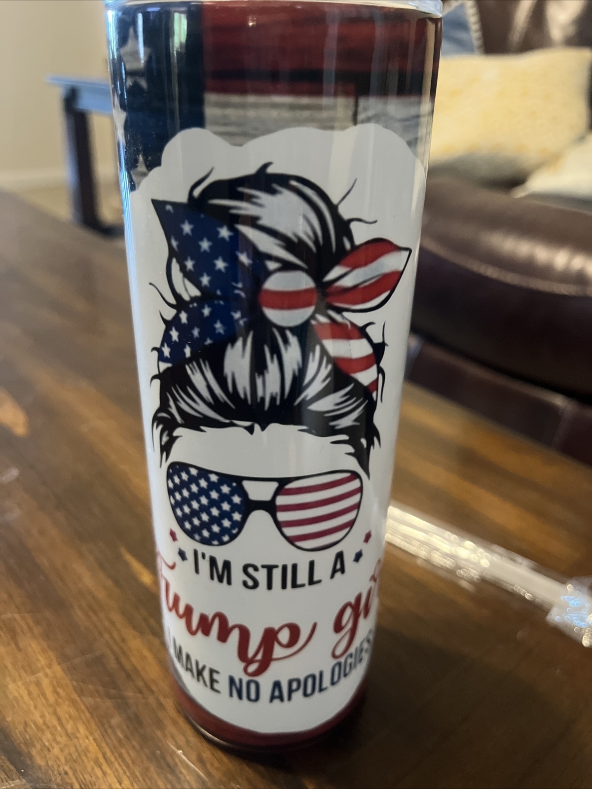 Trump Girl Custom Tumbler 20 Oz, #American messy bun, Insulated Stainless Steel