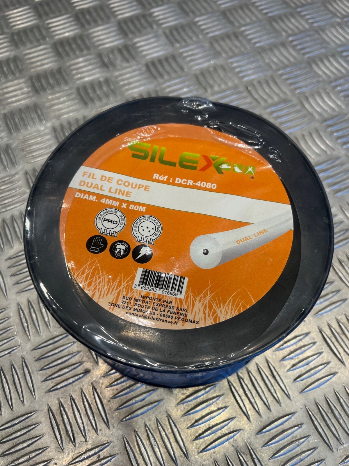 Fil de débroussailleuse 4mm Silex Pro rond 80m nylon haute résistance dual line