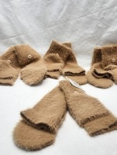 Fingerless/Convertible Mittens w/Button Beige Super Soft Plush 1 w/tag, 3 w/out