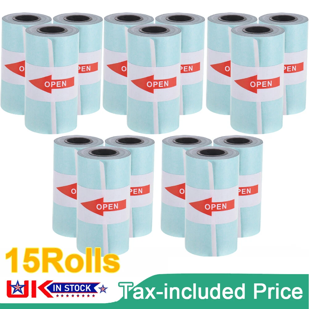 15 Rolls Thermal Paper Sticker Self adhesive Roll 57x30mm For Mini Printer U5I8